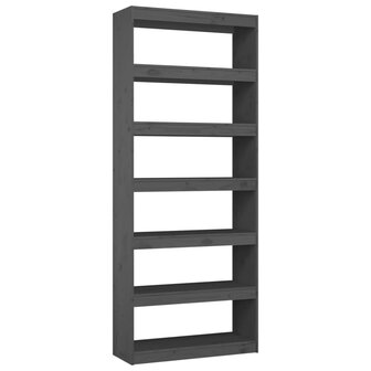 Boekenkast/kamerscherm 80x30x199,5 cm massief grenenhout grijs 8720286609057 2