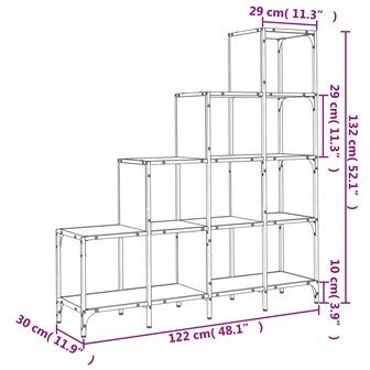 Boekenkast 122x30x132 cm bewerkt hout en metaal gerookt eiken 8721012479821 10