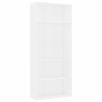 Boekenkast met 5 schappen 80x30x189 cm bewerkt hout wit 8719883816210 2