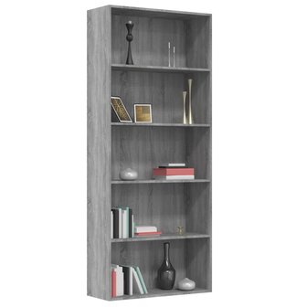 Boekenkast 80x30x189 cm bewerkt hout grijs sonoma eikenkleurig 8720286976142 3