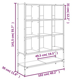 Boekenkast 102x30x141,5 cm bewerkt hout zwart 8721012402829 10