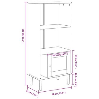 Boekenkast SENJA rattan-look 60x35x130 cm grenenhout zwart 8721012134768 10