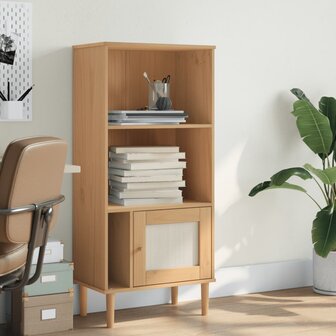 Boekenkast SENJA rattan-look 60x35x130 cm grenenhout bruin 8721012134744 1