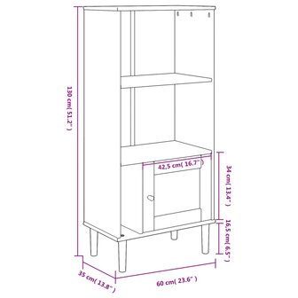 Boekenkast SENJA rattan-look 60x35x130 cm grenenhout bruin 8721012134744 10