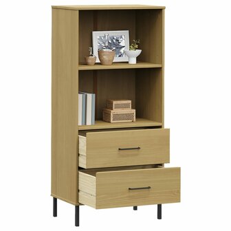 Boekenkast met 2 lades OSLO 60x35x128,5 cm massief hout bruin 8720845578176 3