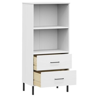 Boekenkast met 2 lades OSLO 60x35x128,5 cm massief hout wit 8720845578190 5