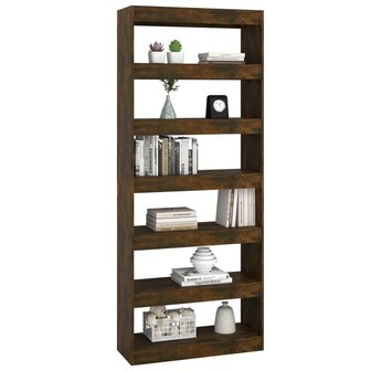 Boekenkast/kamerscherm 80x30x198 cm spaanplaat gerookt eiken 8720286844571 6