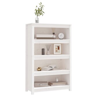 Boekenkast 80x35x126 cm massief grenenhout wit 8720845556365 4