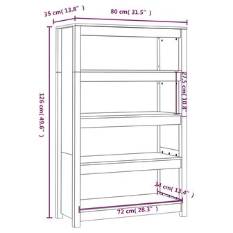 Boekenkast 80x35x126 cm massief grenenhout wit 8720845556365 8