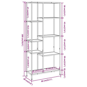 Boekenkast 80x30x180 cm staal en bewerkt hout 8720286563144 5