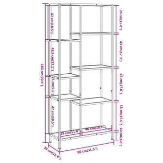 Boekenkast 80x30x180 cm staal en bewerkt hout 8720286563137 5