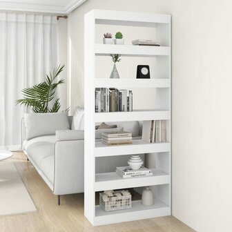 Boekenkast/kamerscherm 80x30x198 cm spaanplaat wit 8720286843611 1