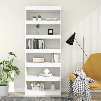 Boekenkast/kamerscherm 80x30x198 cm spaanplaat wit 8720286843611 5