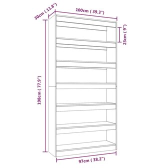 Boekenkast/kamerscherm 100x30x198 cm bewerkt hout betongrijs 8720286843895 7