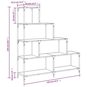 Boekenkast 4-laags 139x33,5x149 cm bewerkt hout sonoma eiken 8721012377738 10