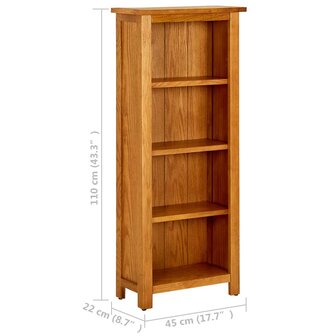 Boekenkast met 4 schappen 45x22x110 cm massief eikenhout 8720286543030 6