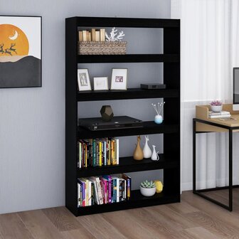 Boekenkast/kamerscherm 100x30x167,5 cm massief grenenhout zwart 8720286609279 1