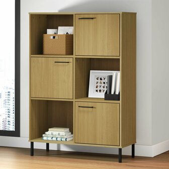 Boekenkast met metalen poten OSLO 90x35x128,5 cm hout bruin 8720845578206 1