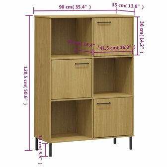 Boekenkast met metalen poten OSLO 90x35x128,5 cm hout bruin 8720845578206 8