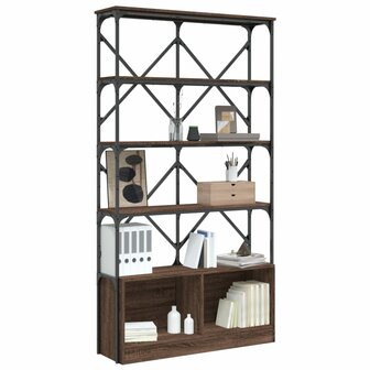 Boekenkast 100x26x180 cm bewerkt hout en metaal bruin eiken 8721012479692 4