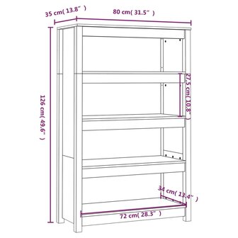 Boekenkast 80x35x126 cm massief grenenhout honingbruin 8720845556389 8