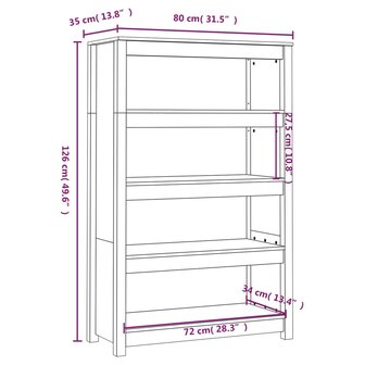 Boekenkast 80x35x126 cm massief grenenhout grijs 8720845556372 8