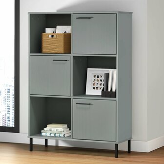 Boekenkast met metalen poten OSLO 90x35x128,5 cm hout grijs 8720845578213 1