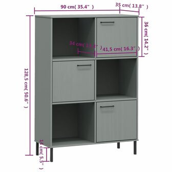 Boekenkast met metalen poten OSLO 90x35x128,5 cm hout grijs 8720845578213 8