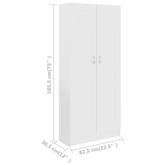 Boekenkast 82,5x30,5x185,5 cm bewerkt hout wit 8720286134146 8