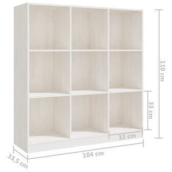 Boekenkast/kamerscherm 104x33,5x110 cm massief grenenhout wit 8720286773024 8