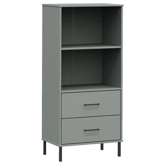 Boekenkast met 2 lades OSLO 60x35x128,5 cm massief hout grijs 8720845578183 2