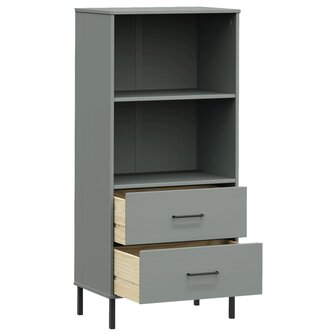 Boekenkast met 2 lades OSLO 60x35x128,5 cm massief hout grijs 8720845578183 5