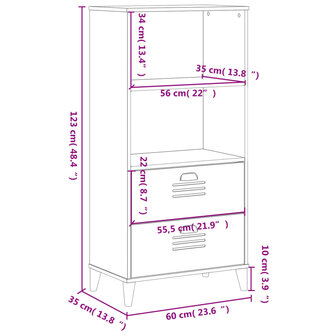 Boekenkast VIKEN 60x35x123 cm massief grenenhout wit 8721012310469 10