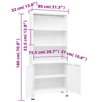 Boekenkast industrieel 80x32x180 cm staal wit 8720286699676 8