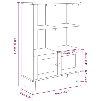 Boekenkast SENJA rattan-look 90x35x130 cm grenenhout wit 8721012134782 10