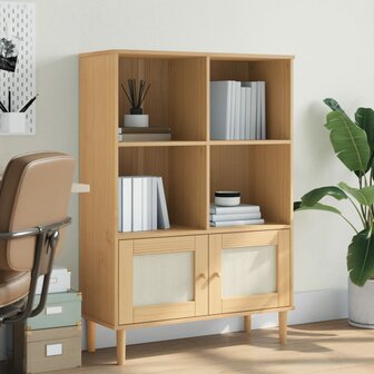 Boekenkast SENJA rattan-look 90x35x130 cm grenenhout bruin 8721012134775 1