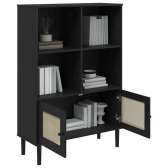 Boekenkast SENJA rattan-look 90x35x130 cm grenenhout zwart 8721012134799 4