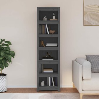 Boekenkast 50x35x183 cm massief grenenhout grijs 8720845556723 1