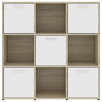 Boekenkast 90x30x90 cm bewerkt hout wit en sonoma eikenkleurig 8720286017296 6