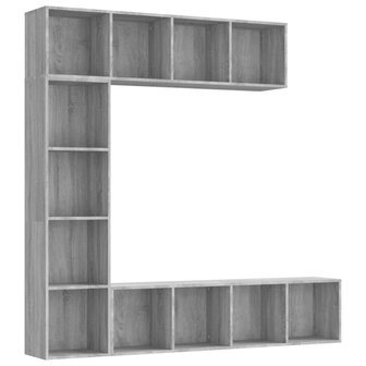 3-delige boekenkast- / tv-meubelset 180x30x180 cm grijs sonoma 8720845648626 2