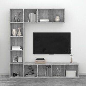 3-delige boekenkast- / tv-meubelset 180x30x180 cm grijs sonoma 8720845648626 4