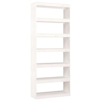 Boekenkast/kamerscherm 80x30x199,5 cm massief grenenhout wit 8720286609040 2