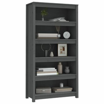 Boekenkast 80x35x154 cm massief grenenhout grijs 8720845556426 4