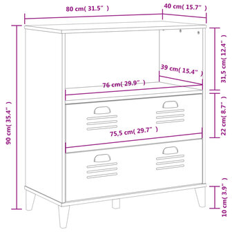 Boekenkast VIKEN 80x40x90 cm massief grenenhout zwart 8721012310445 10