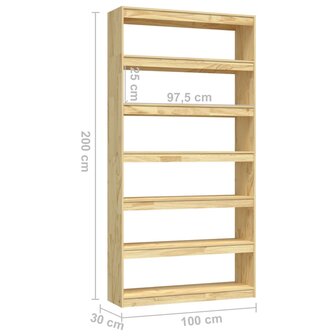 Boekenkast / kamerscherm 100x30x200 cm massief grenenhout 8720286609286 8