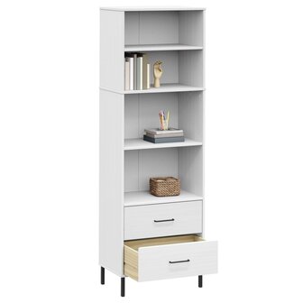 Boekenkast met 2 lades OSLO 60x35x180 cm massief hout wit 8720845578169 3