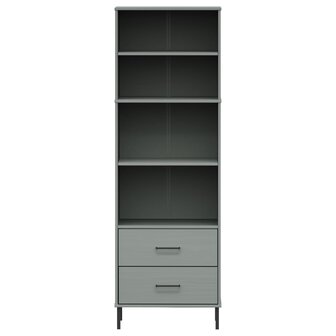 Boekenkast met 2 lades OSLO 60x35x180 cm massief hout grijs 8720845578152 4