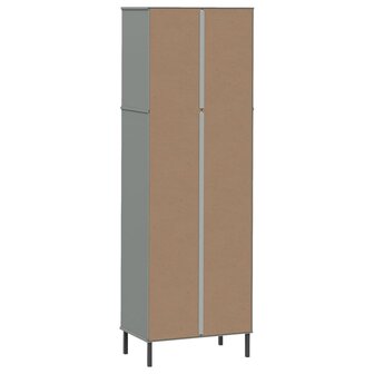 Boekenkast met 2 lades OSLO 60x35x180 cm massief hout grijs 8720845578152 7