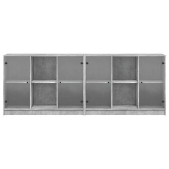 Boekenkast met deuren 204x37x75 cm bewerkt hout betongrijs 8721012216242 6