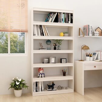 Boekenkast/kamerscherm 100x30x200 cm massief grenenhout wit 8720286609293 1